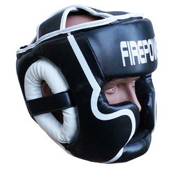 Шолом тренувальний з захистом підборіддя з шкіри Fire Power (FPHG5-BK, Чорний)